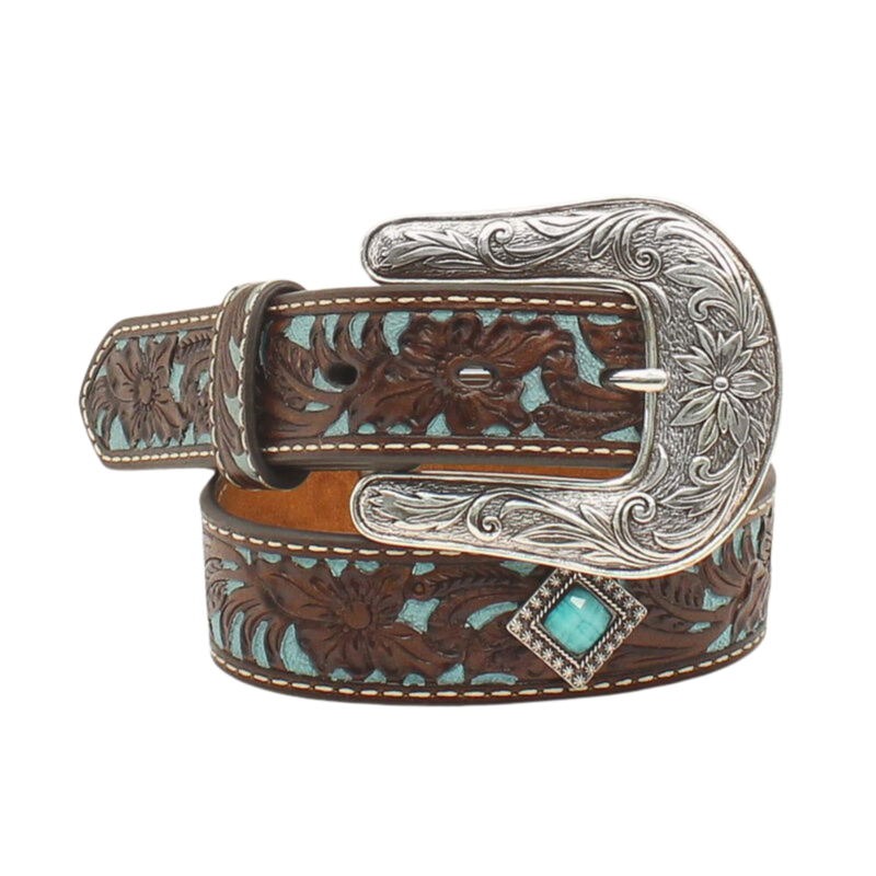 Ariat Youth Fancy Tooled Overlay Belt - Brown