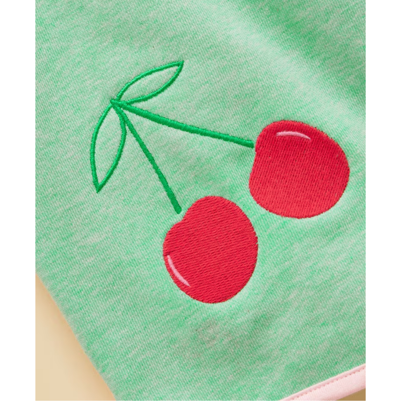 Joules Girls' Summerdays Loopback Sweat Short - Green Strawberry-4