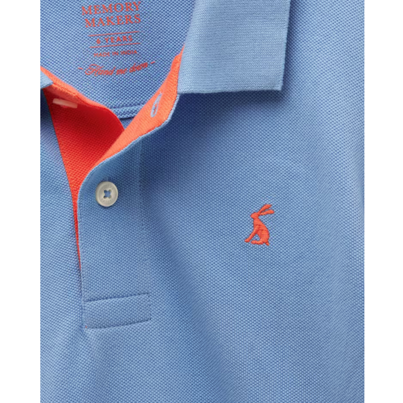 Joules Boys' Woody Short Sleeve Cotton Polo Shirt - Blue-2