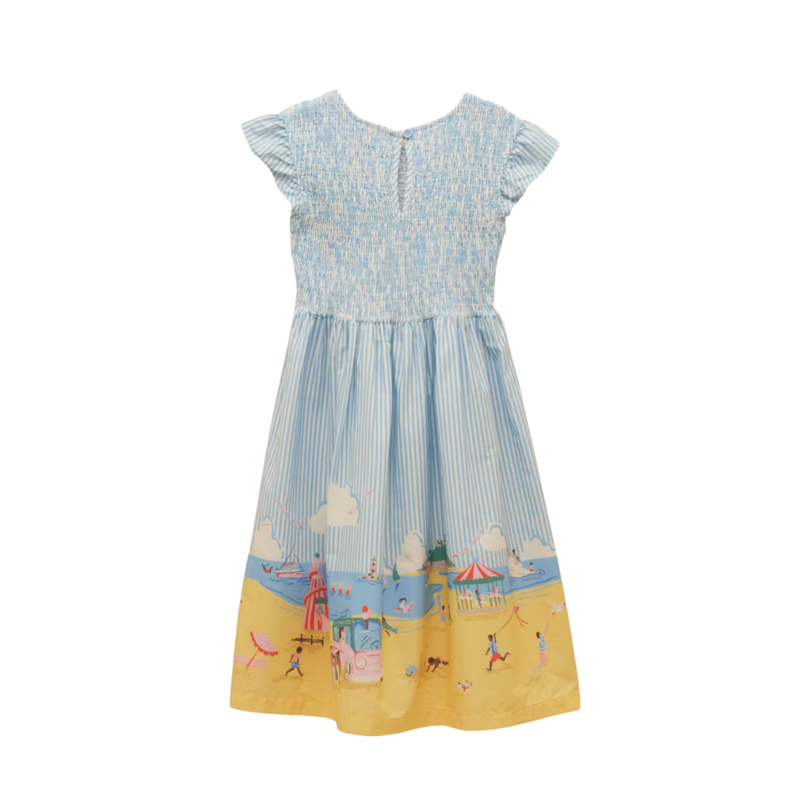 Joules Girls' Jenna Woven Sleeveless Midi Dress - Blue Scene-1