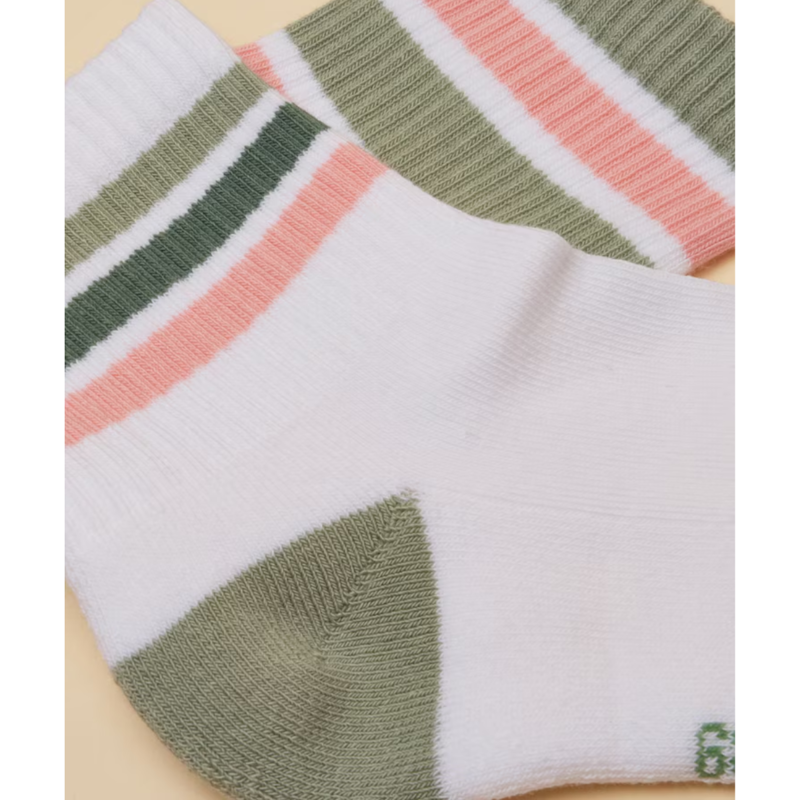 Joules Ladies Volley Socks - 2 Pack - One Size - Green Pink-1