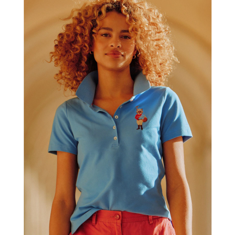Joules Ladies Jonty Fox Slim Fit Pique Polo Shirt - Blue-7