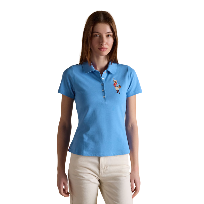 Joules Ladies Jonty Fox Slim Fit Pique Polo Shirt - Blue