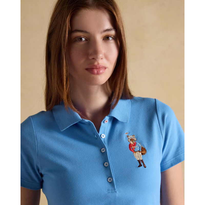 Joules Ladies Jonty Fox Slim Fit Pique Polo Shirt - Blue-4