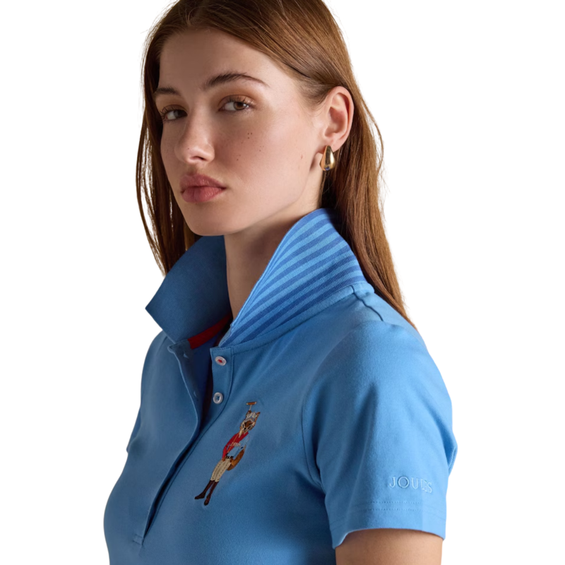 Joules Ladies Jonty Fox Slim Fit Pique Polo Shirt - Blue-3