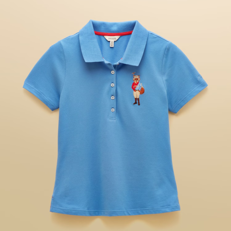 Joules Ladies Jonty Fox Slim Fit Pique Polo Shirt - Blue-2