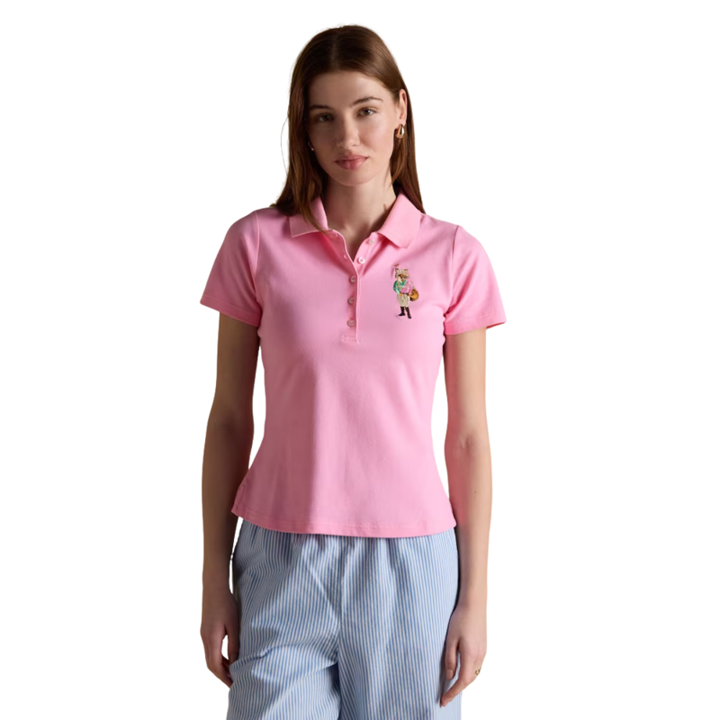 Joules Ladies Jonty Fox Slim Fit Pique Polo Shirt - Pink