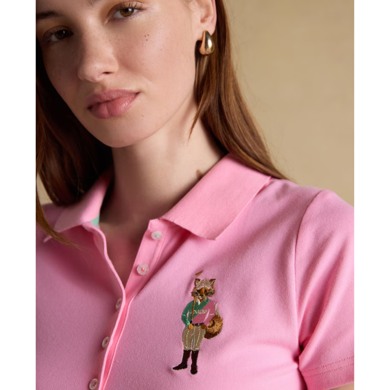 Joules Ladies Jonty Fox Slim Fit Pique Polo Shirt - Pink-3