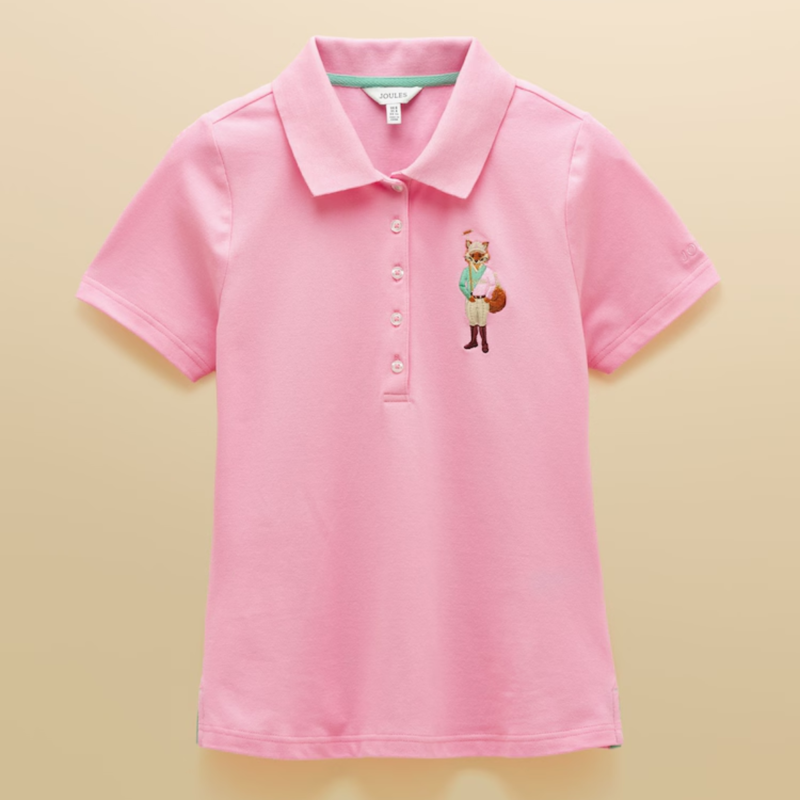 Joules Ladies Jonty Fox Slim Fit Pique Polo Shirt - Pink-6