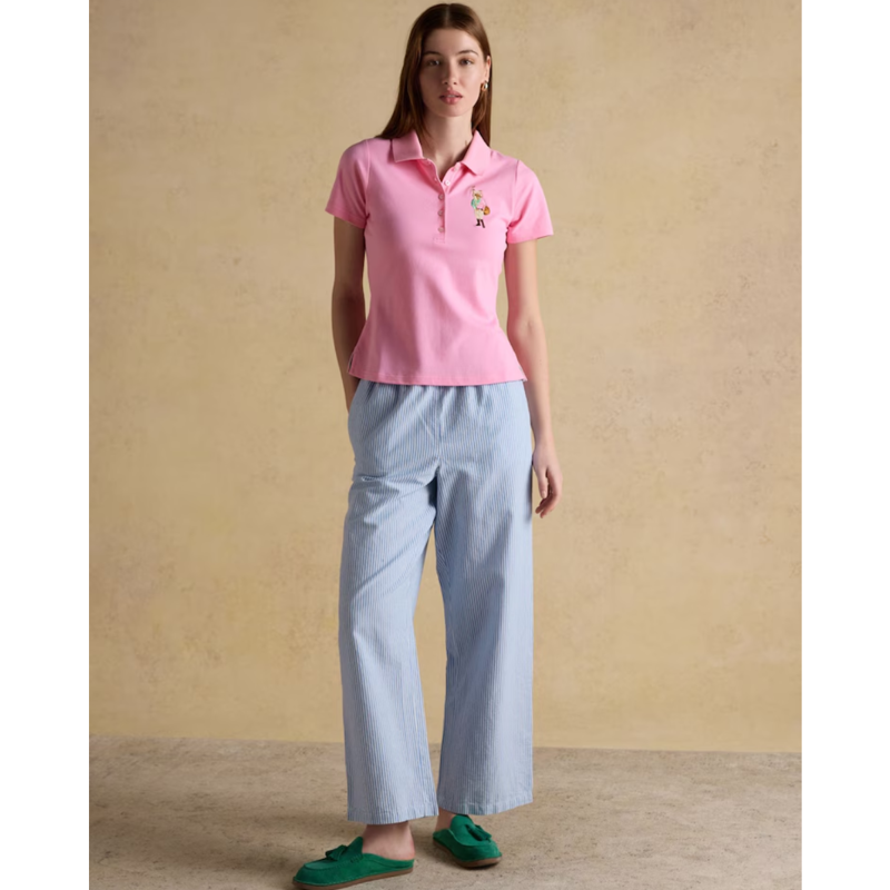 Joules Ladies Jonty Fox Slim Fit Pique Polo Shirt - Pink-7