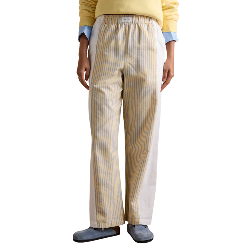 Joules Ladies Hallie Pull On Cotton Trousers - Yellow Stripe