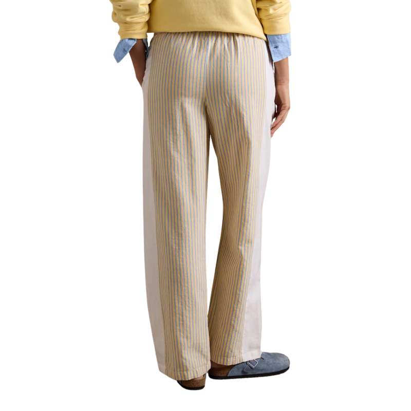 Joules Ladies Hallie Pull On Cotton Trousers - Yellow Stripe-1