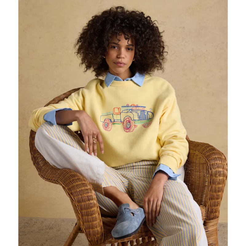Joules Ladies Hallie Pull On Cotton Trousers - Yellow Stripe-7