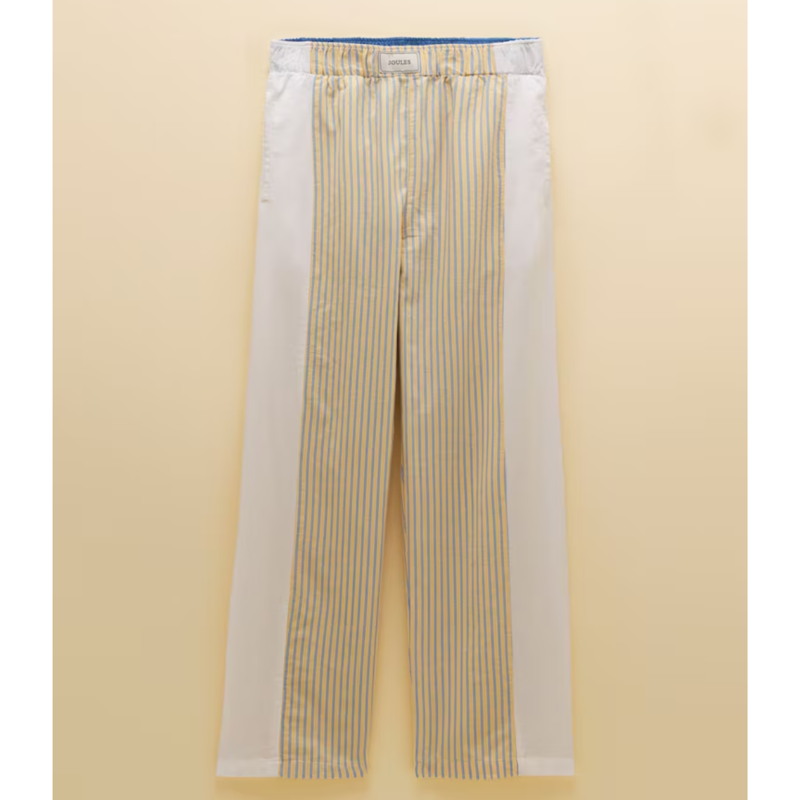 Joules Ladies Hallie Pull On Cotton Trousers - Yellow Stripe-4