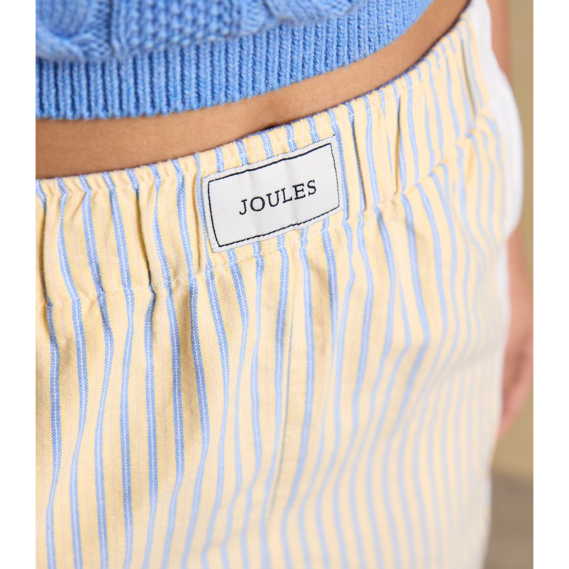 Joules Ladies Hallie Pull On Cotton Trousers - Yellow Stripe-3