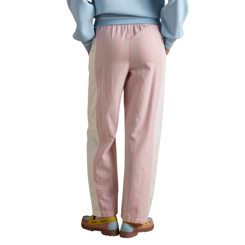 Joules Ladies Hallie Pull On Cotton Trousers - Pink Stripe-1