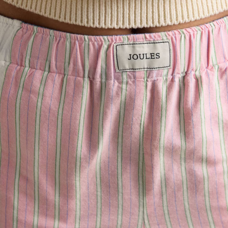 Joules Ladies Hallie Pull On Cotton Trousers - Pink Stripe-4