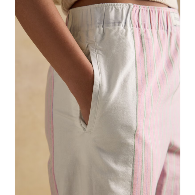Joules Ladies Hallie Pull On Cotton Trousers - Pink Stripe-3