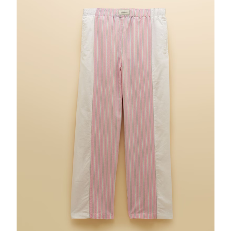 Joules Ladies Hallie Pull On Cotton Trousers - Pink Stripe-2