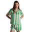 Joules Ladies Natalia Satin Pyjamas Set - Green/Pink Stripe