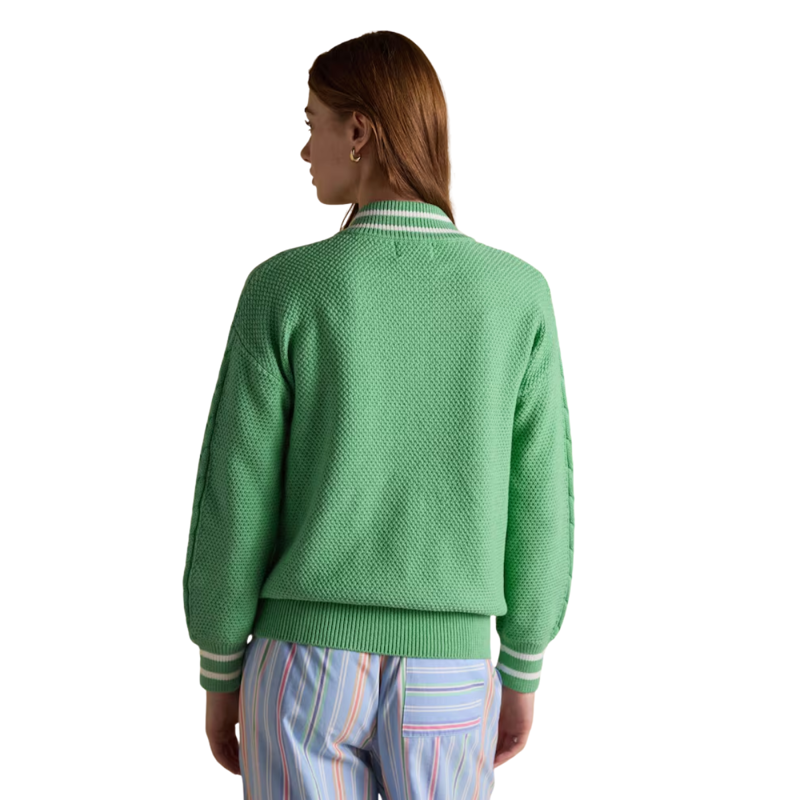 Joules Ladies Dibly Cable Knit Cricket Jumper - Green-1
