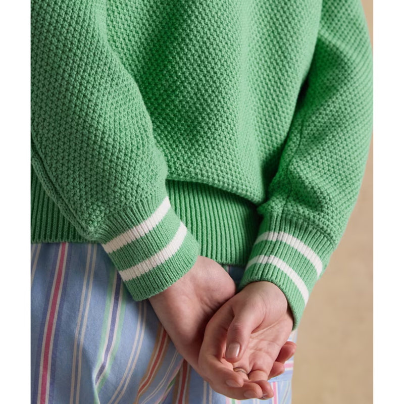 Joules Ladies Dibly Cable Knit Cricket Jumper - Green-4