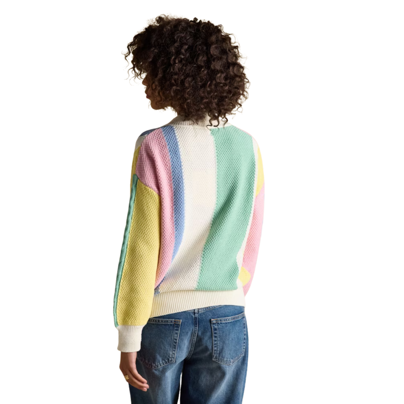 Joules Ladies' Dibly Cable Knit Cricket Jumper - Multi Stripe-1