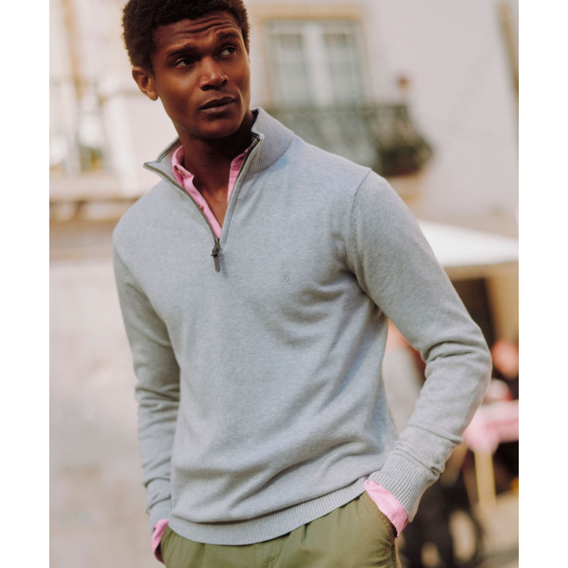 Joules Mens' Hillside Quarter Zip Knitted Jumper - Grey-4