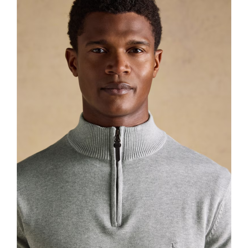Joules Mens' Hillside Quarter Zip Knitted Jumper - Grey-2