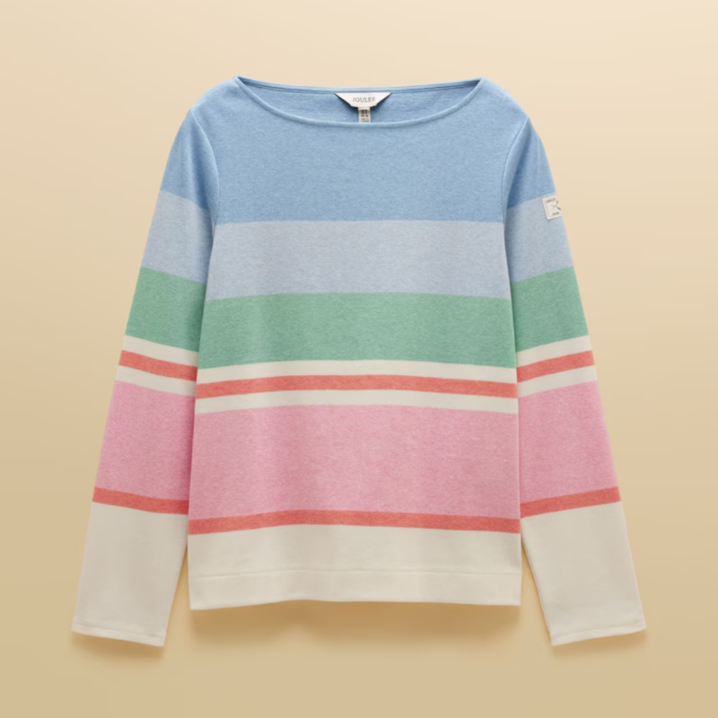 Joules Ladies Breton Harbour Boat Neck Top - Multi Stripe-4