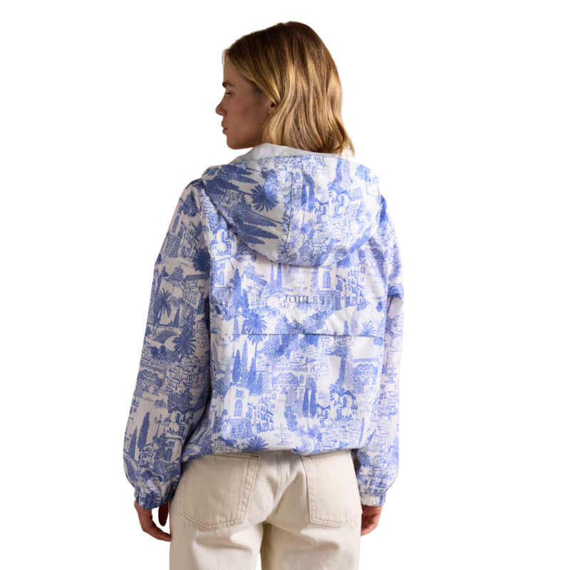 Joules Ladies Rainly Waterproof Raincoat - Blue Toile-1