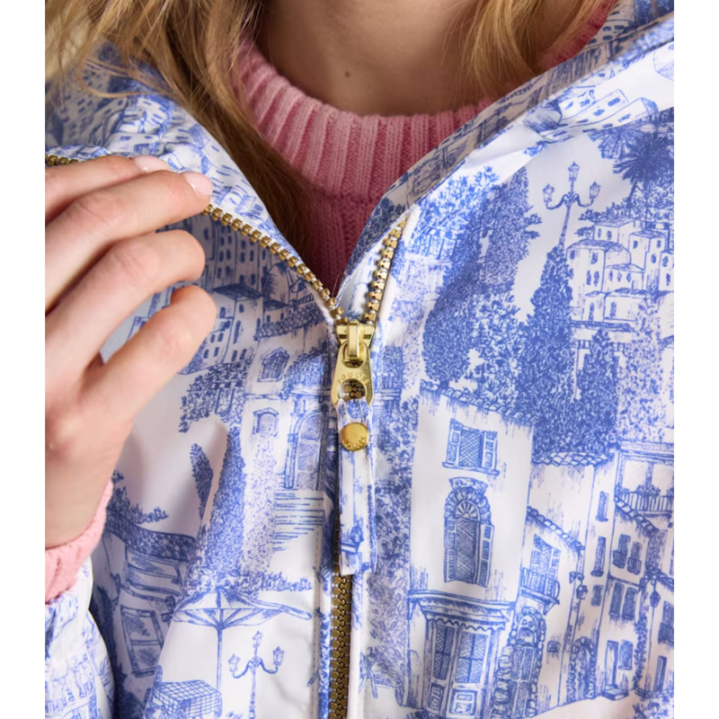 Joules Ladies Rainly Waterproof Raincoat - Blue Toile-2