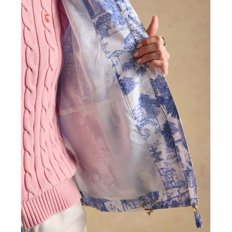 Joules Ladies Rainly Waterproof Raincoat - Blue Toile-5
