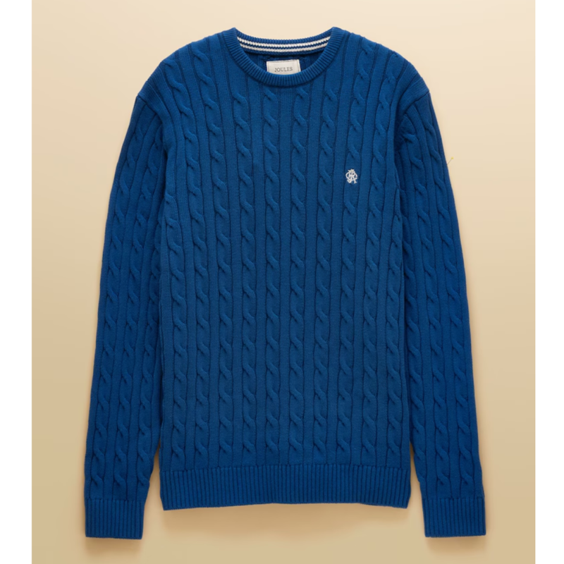 Joules Mens' Hillside Cable Crew Neck Knit Jumper - Navy-5