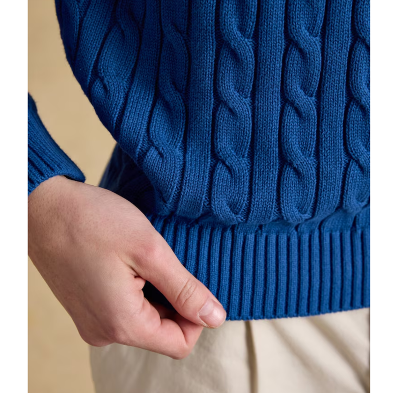 Joules Mens' Hillside Cable Crew Neck Knit Jumper - Navy-3