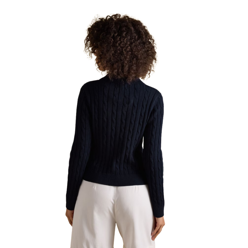 Joules Ladies Jonty Fox Cable Knit Cardigan - Navy-1