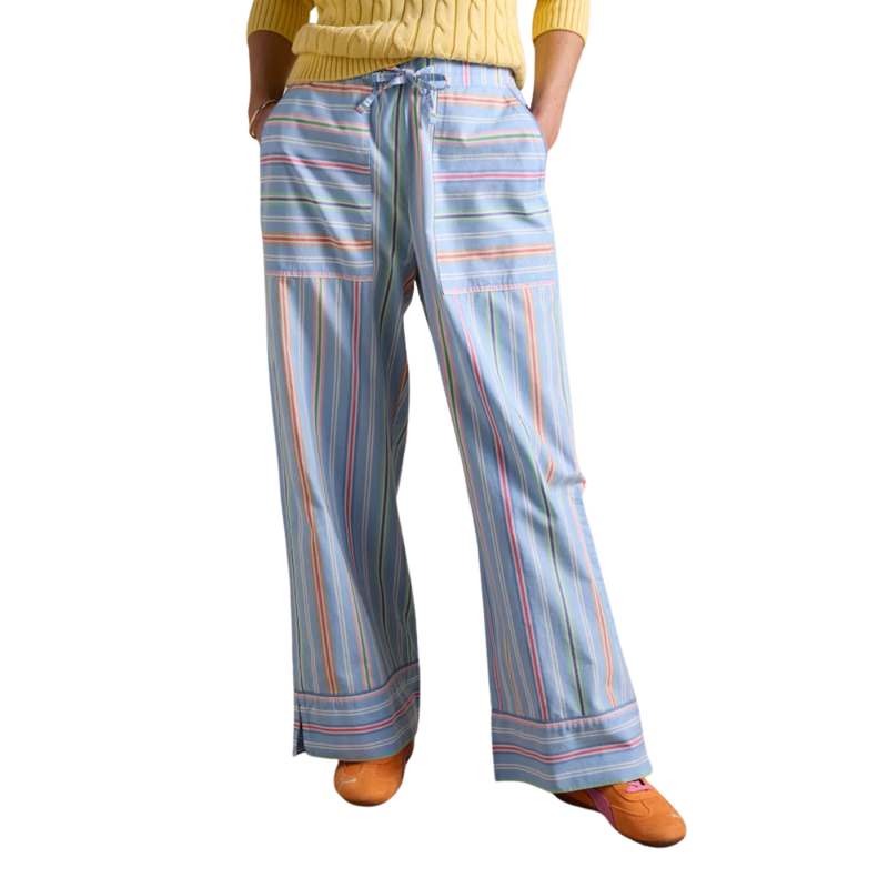 Joules Ladies Bella Pull On Cotton Trousers - Multi Stripe