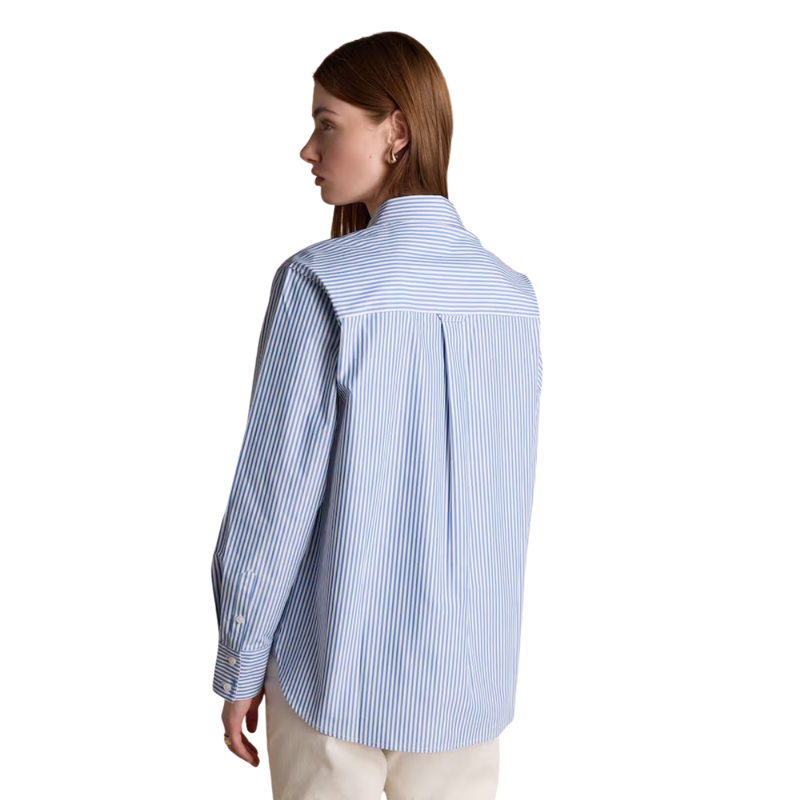 Joules Ladies Boyfriend Fit Poplin Shirt - Blue Striped-1