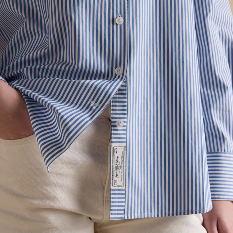 Joules Ladies Boyfriend Fit Poplin Shirt - Blue Striped-3