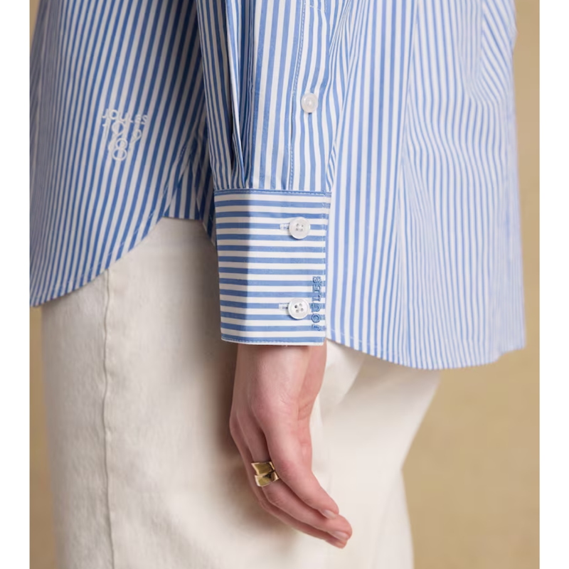 Joules Ladies Boyfriend Fit Poplin Shirt - Blue Striped-5