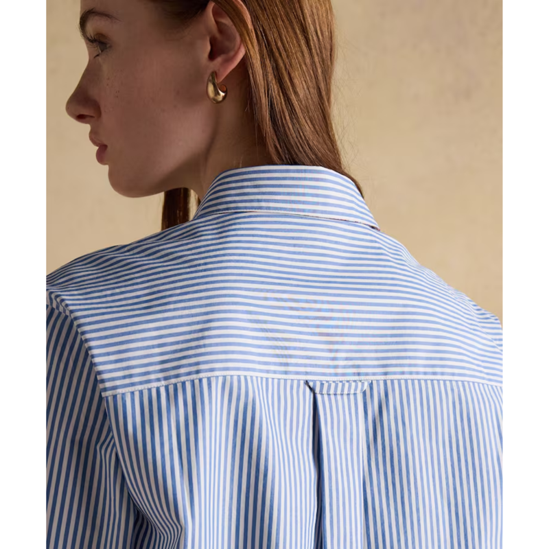 Joules Ladies Boyfriend Fit Poplin Shirt - Blue Striped-4