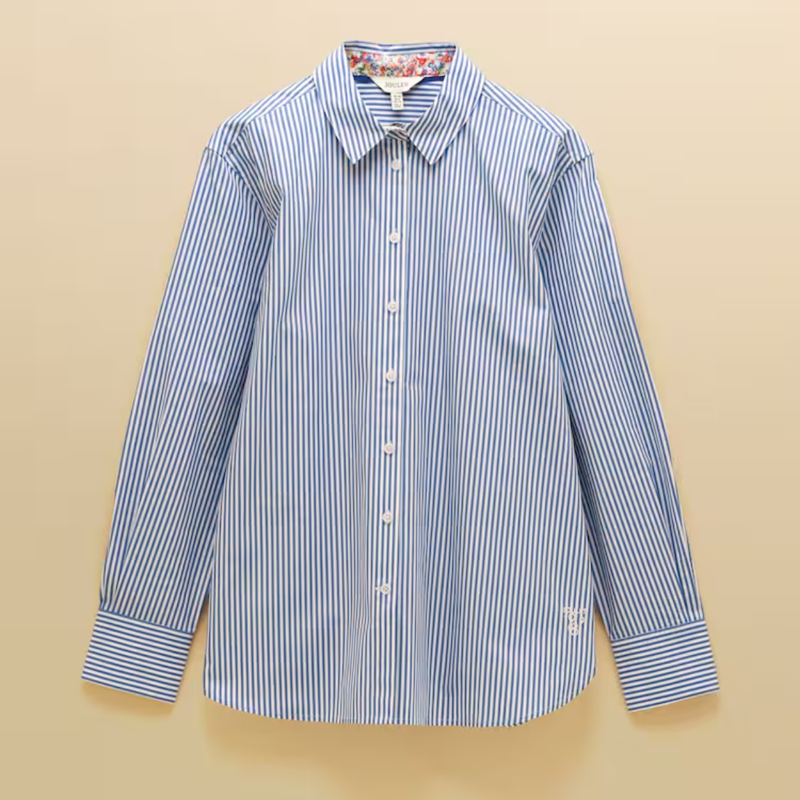 Joules Ladies Boyfriend Fit Poplin Shirt - Blue Striped-6