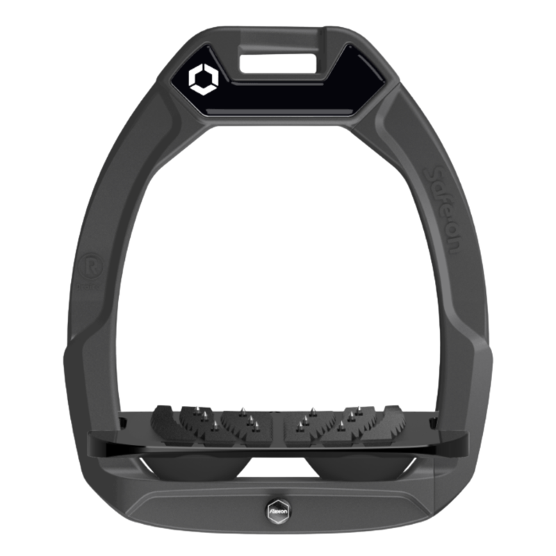 Flex-On Safe-On Inclined Ultra-Grip Stirrups - Dark Grey/Black/Black