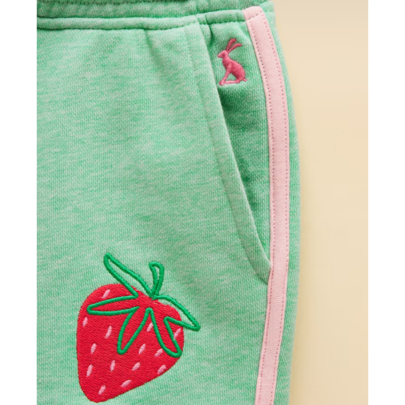 Joules Girls' Summerdays Loopback Sweat Short - Green Strawberry-2