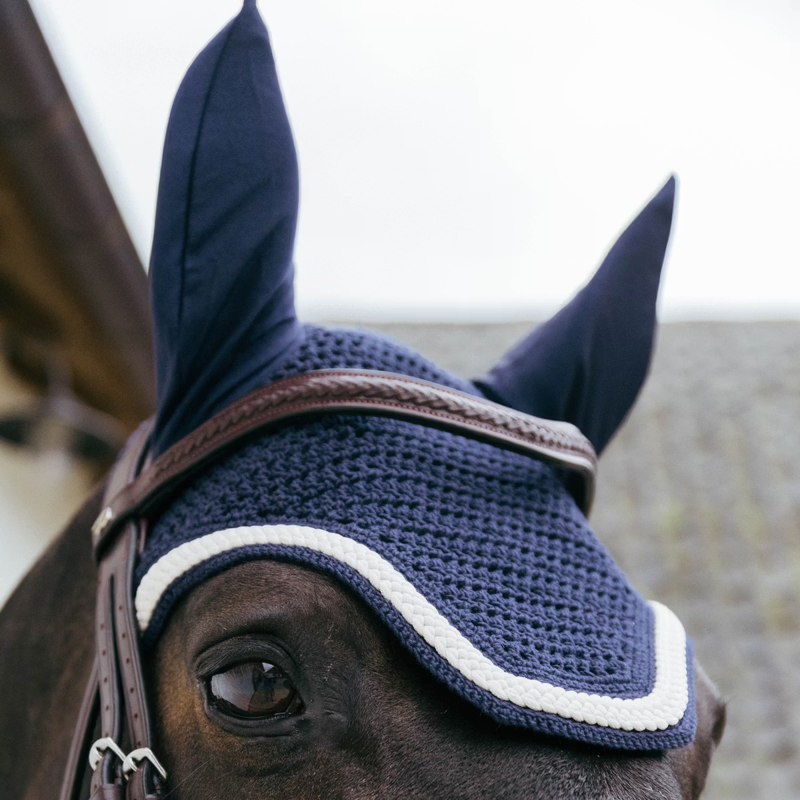 Kentucky Wellington with Plaited Cord Fly Veil Full - Navy-1