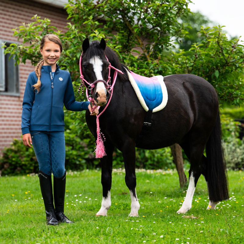 QHP Rosalynn Bareback Pad - Pink/Blue-2