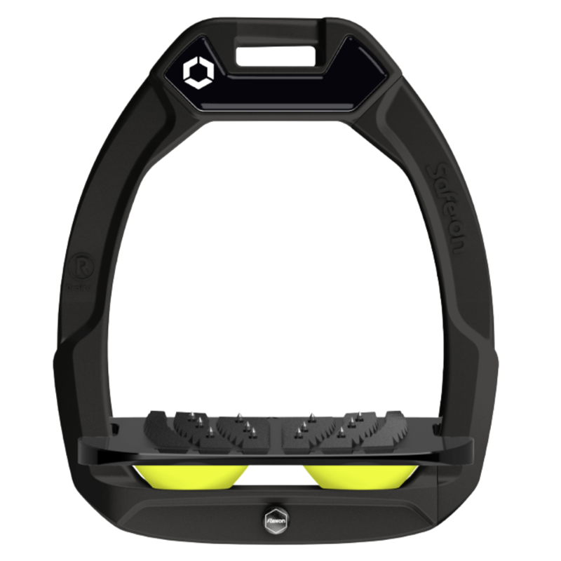 Flex-On Safe-On Inclined Ultra-Grip Stirrups - Black/Black/Yellow
