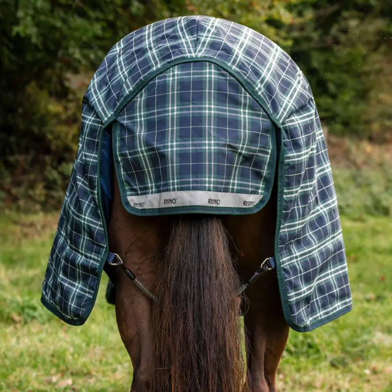 Horseware Rhino 250g Turnout Rug Plus VL - Hunter Check/Green  Navy-4