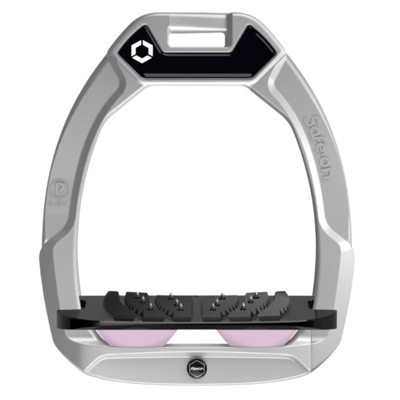Flex-On Safe-On Inclined Ultra-Grip Stirrups - Grey/Black/Light Pink