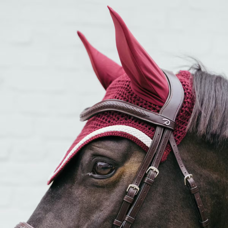 Kentucky Wellington with Plaited Cord Fly Veil Full - Bordeaux-2
